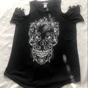 Floral skull classy tank top